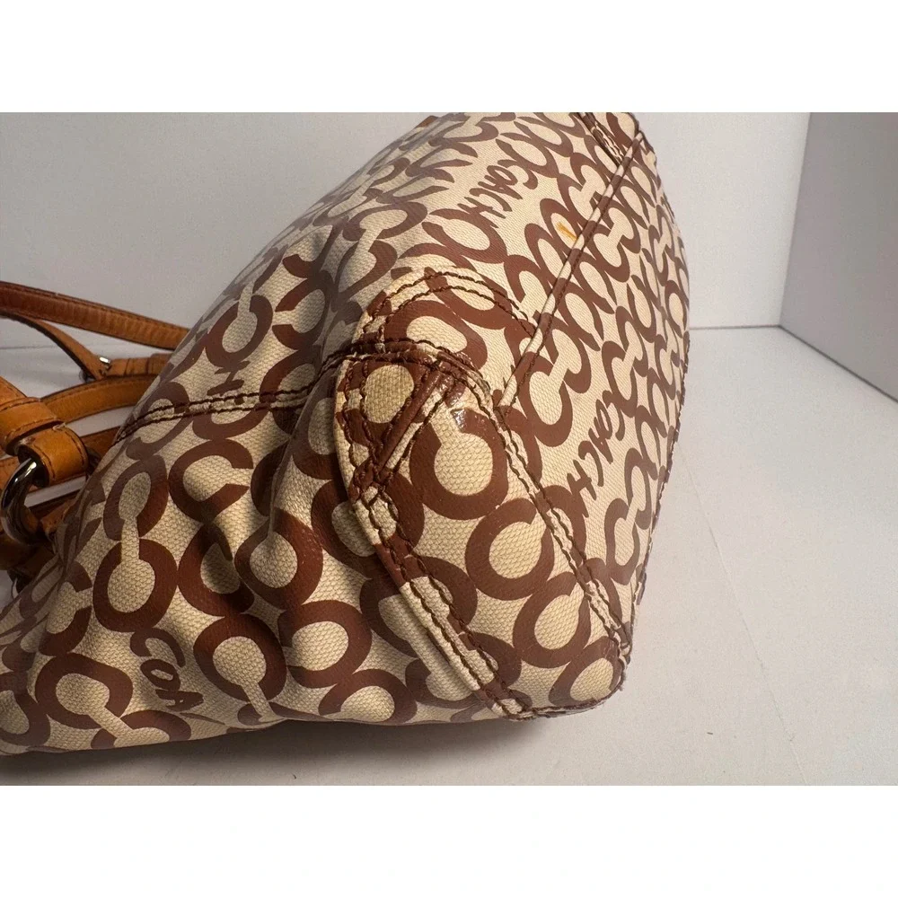 Coach Poppy Signature Graffiti Coated Canvas Satchel Crossbody Bag Tan Brown - Picture 6 of 12